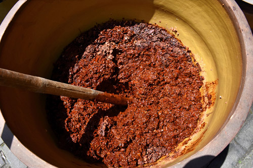 Handmade douban jiang, a fermented chili bean paste that is an integral ingredient to good mapo tofu